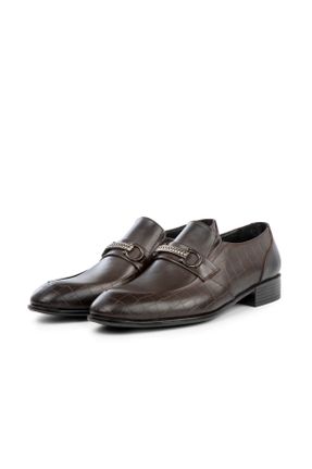 کفش کلاسیک قهوه ای مردانه چرم طبیعی پاشنه کوتاه ( 4 - 1 cm ) پاشنه ساده کد 356453854