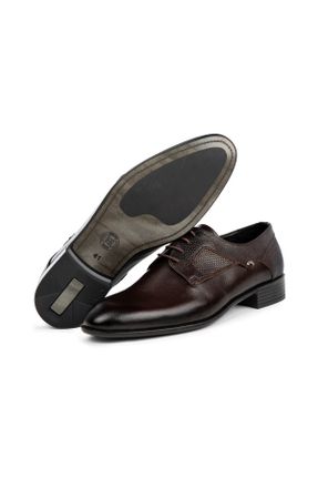 کفش کلاسیک قهوه ای مردانه چرم طبیعی پاشنه کوتاه ( 4 - 1 cm ) پاشنه ساده کد 356013273