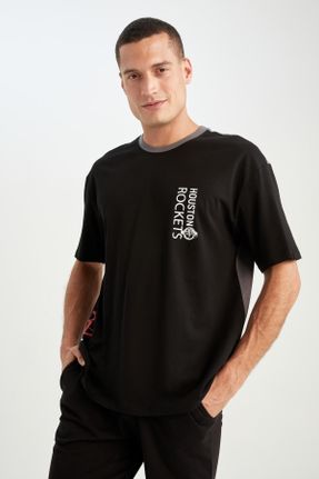 تی شرت مشکی مردانه پنبه (نخی) اورسایز تکی کد 98363898