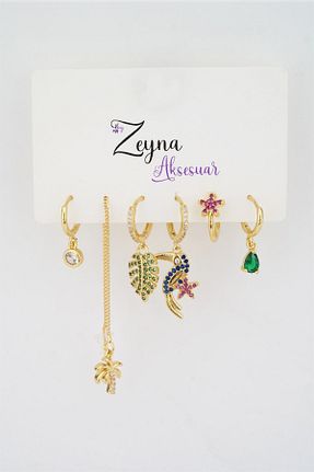 گوشواره جواهر طلائی زیرکن By Zeyna Aksesuar - کد 313942877