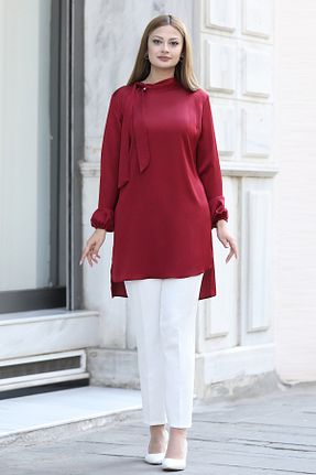 تونیک حجاب قرمز زنانه مخلوط پلی استر FUVAL MODA - کد 662095226