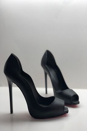 کفش پاشنه بلند کلاسیک مشکی زنانه چرم مصنوعی HAYYSHOES - کد 86558280