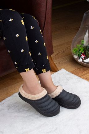 دمپائی خانگی مشکی زنانه پارچه ای Akınal Bella - کد 32935614