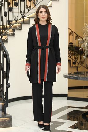 ست بالاتنه و پائین تنه حجاب مشکی زنانه بافتنی FUVAL MODA - کد 662697974