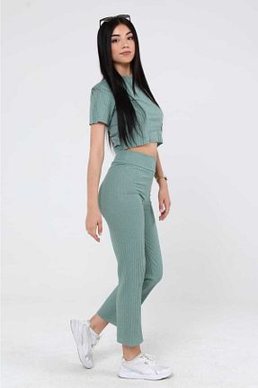 ست بالاتنه و پائین تنه سبز زنانه بافت Textile Slot - کد 663663876