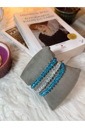 دستبند جواهر آبی زنانه سنگ NURAYBUTİK - کد 663693277