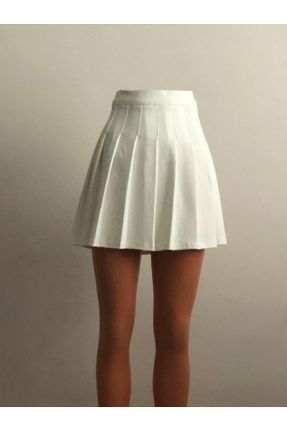 دامن سفید زنانه پنبه - پلی استر فاق بلند کد 335720272