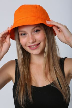 کلاه نارنجی زنانه پنبه (نخی) کد 276178678