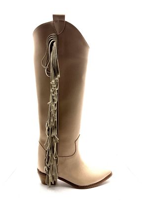 بوت / نیم بوت بژ زنانه چرم مصنوعی VEYİS USTA - کد 662359136