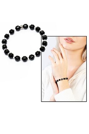 دستبند جواهر مشکی زنانه سنگ طبیعی Tesbihane - کد 662585941