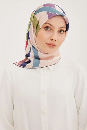 روسری زرشکی کرپ ساتن ابریشم Armine - کد 663632737