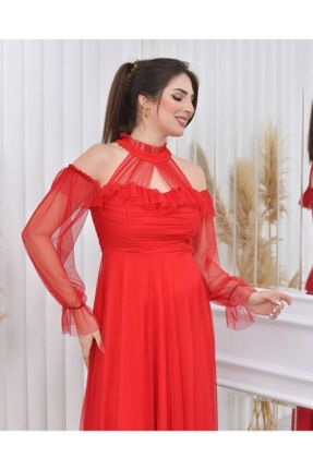 لباس مجلسی قرمز زنانه سایز بزرگ تور کد 664187262