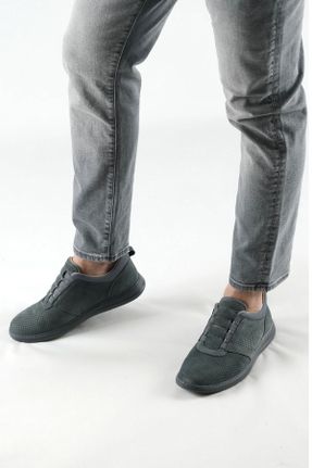 کفش کژوال طوسی مردانه چرم طبیعی پاشنه کوتاه ( 4 - 1 cm ) پاشنه ساده کد 664922206
