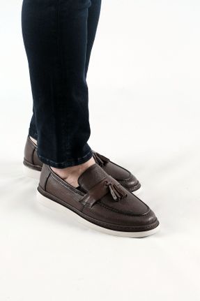 کفش کژوال قهوه ای مردانه چرم طبیعی پاشنه کوتاه ( 4 - 1 cm ) پاشنه ساده کد 641320316