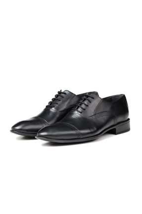 کفش کلاسیک مشکی مردانه چرم طبیعی پاشنه کوتاه ( 4 - 1 cm ) پاشنه ساده کد 140504940