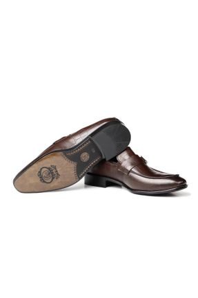 کفش کلاسیک قهوه ای مردانه چرم طبیعی پاشنه کوتاه ( 4 - 1 cm ) پاشنه ساده کد 137674302