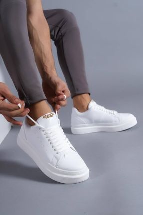 کفش کژوال سفید مردانه چرم مصنوعی پاشنه کوتاه ( 4 - 1 cm ) کد 664112799