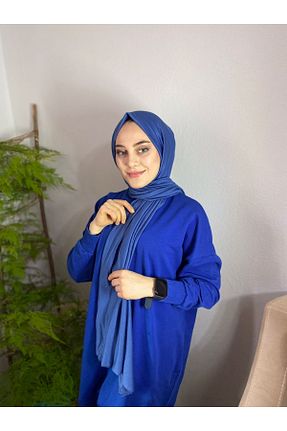 شال آبی زنانه پنبه (نخی) کد 664916575