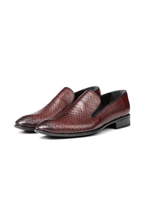 کفش کلاسیک زرشکی مردانه چرم خالص Ducavelli - کد 143097216