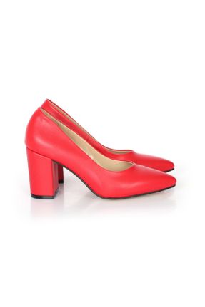 کفش پاشنه بلند کلاسیک قرمز زنانه چرم طبیعی پاشنه ساده پاشنه متوسط ( 5 - 9 cm ) کد 665029476