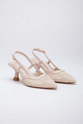 کفش پاشنه بلند کلاسیک بژ زنانه پاشنه نازک پاشنه متوسط ( 5 - 9 cm ) کد 664561813