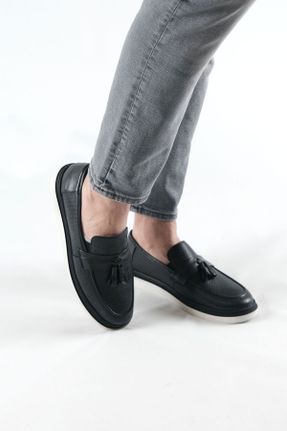 کفش کژوال مشکی مردانه چرم طبیعی پاشنه کوتاه ( 4 - 1 cm ) پاشنه ساده کد 641312008