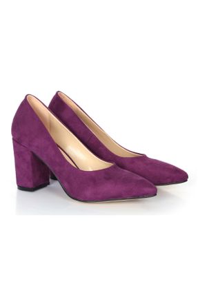 کفش پاشنه بلند کلاسیک بنفش زنانه چرم طبیعی پاشنه ساده پاشنه متوسط ( 5 - 9 cm ) کد 665027233