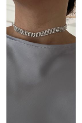 گردنبند جواهر زنانه روکش نقره کد 664850370
