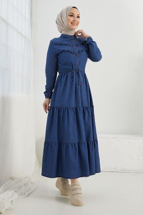 لباس آبی زنانه ریلکس بافتنی پنبه - پلی استر کد 272048409