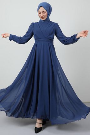 لباس حجاب سرمه ای زنانه اورسایز Giza Giyim - کد 665738920