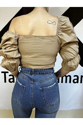 بلوز بژ زنانه ساده TarzımTamam - کد 379620344