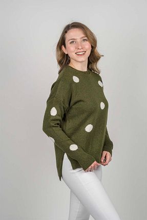 پلیور سبز زنانه Puantiyeli Yosun triko - کد 88566014