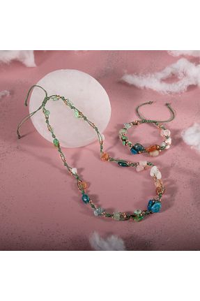 گردنبند جواهر رنگی زنانه سنگ OSMANLI DOĞAL TAŞ - کد 666172048
