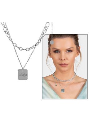 گردنبند استیل ( فولاد ) طوسی زنانه استیل (فولاد) Okyanus Silver - کد 656152129
