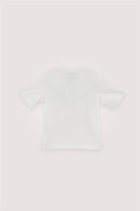 تی شرت سفید بچه گانه رگولار یقه گرد پنبه (نخی) تکی طراحی کد 667263274