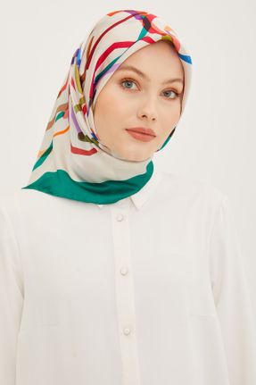 روسری سفید ساتن ابریشم کرپ 90 x 90 کد 648961123