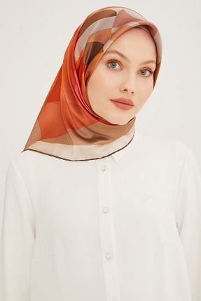 روسری نباتی کرپ ساتن ابریشم Armine - کد 648961548