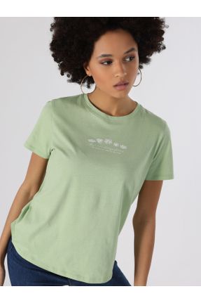 تی شرت سبز زنانه رگولار یقه گرد کد 668705836
