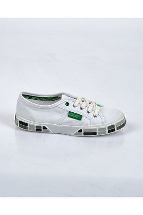 کفش اسنیکر سفید زنانه بند دار Benetton - کد 668970254