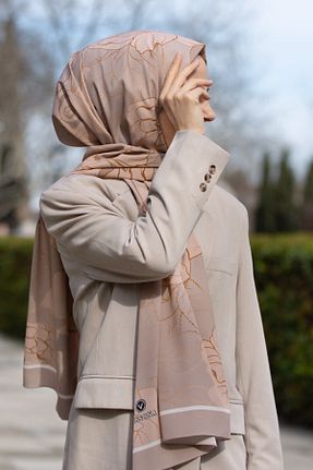 شال قهوه ای زنانه Medine İpeği Vissona - کد 669032783