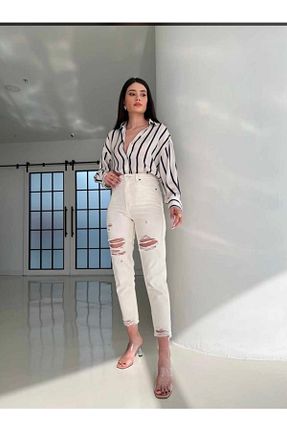 شلوار جین بژ زنانه پاچه تنگ Denim By Poema - کد 669188250
