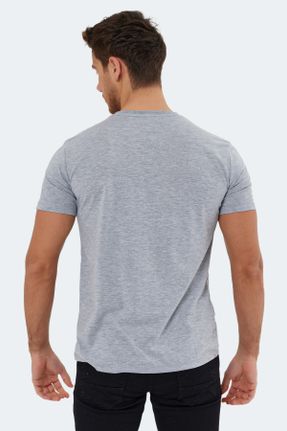 تی شرت طوسی مردانه رگولار یقه گرد تکی کد 669410471