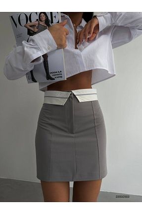 دامن طوسی زنانه پارچه Genel Markalar - کد 669874877