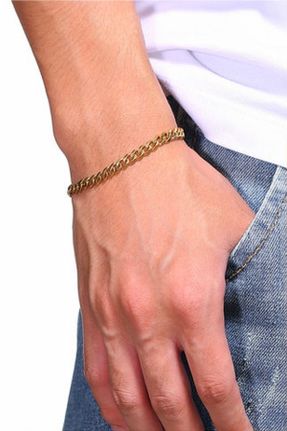 دستبند استیل طلائی زنانه فولاد ( استیل ) کد 670000286