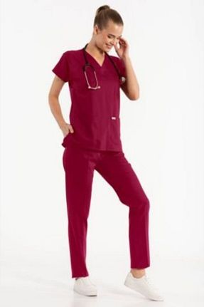 ست بالاتنه و پائین تنه زرشکی زنانه بافتنی Owlet Medikal - کد 670148022