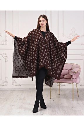 پانچو قهوه ای زنانه اکریلیک LAND SCARF - کد 668970935