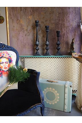 شمعدان و شمع گیر مشکی چوب Moza Sanat - کد 668895653