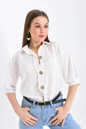 پیراهن سفید زنانه رگولار VOLT CLOTHİNG - کد 670160281