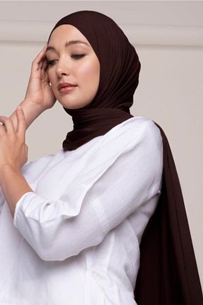 شال قهوه ای زنانه پنبه ای BENLİ - کد 138665698