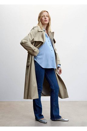 شلوار جین آبی زنانه پاچه اسپانیولی MANGO - کد 670412660